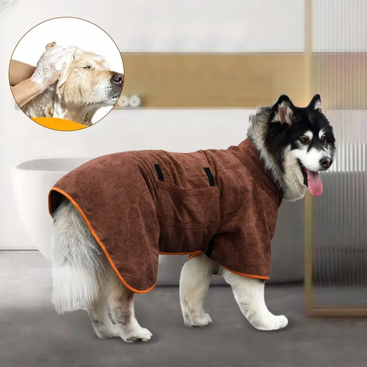 Dog Bathrobe Towel Super Absorbent Dog Drying Coat Pet Bathrobe Adjustable Pet Bath Robe For Small Medium Large Dog