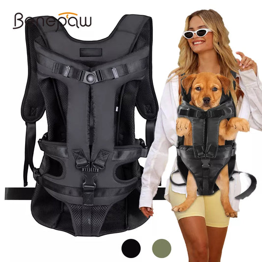 Benepaw Dog Carrier Backpack Adjustable Pet Carriers Front Facing Hands-Free Safety Puppy Travel Bag For Small Medium Dog