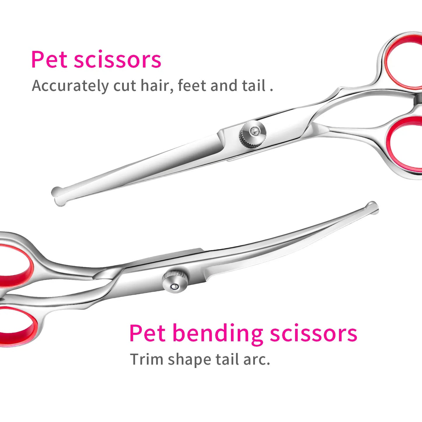 Dog Grooming Scissors Professional Stainless Steel Pet Hair Cutting Shears Safety Round Tip Pet Grooming Scissors Kit