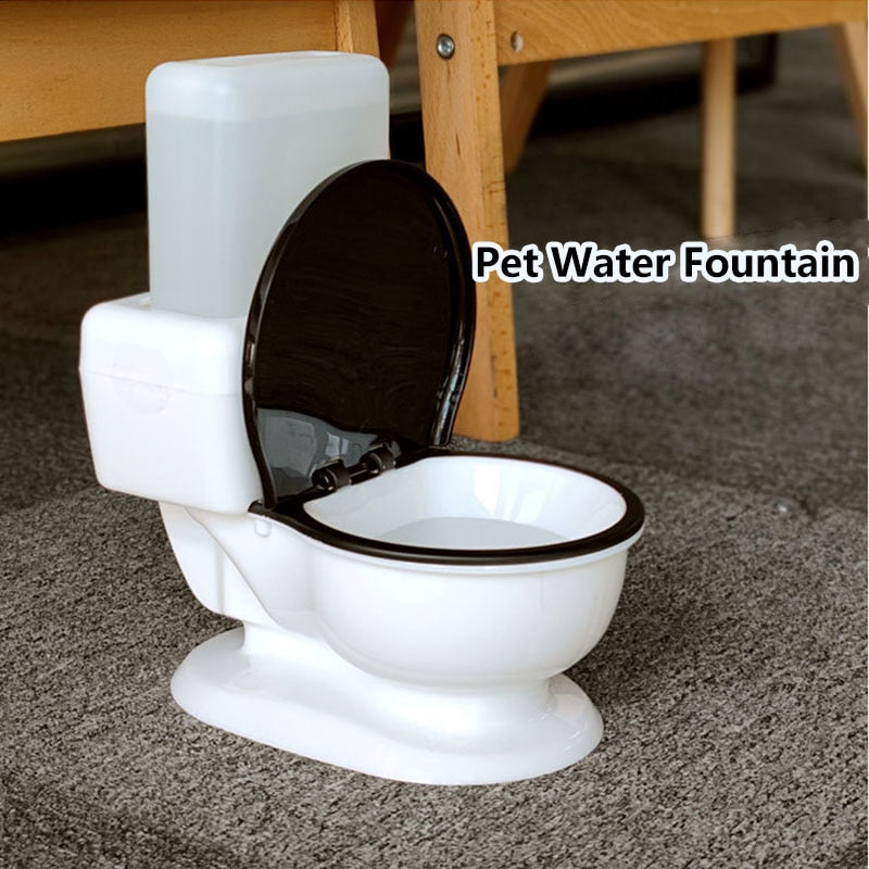 Funny Pets Toilet Drinking Fountain Water Dispenser Puppy Dog Teddy Automatic Flow Unplugged Cat Water Fountain