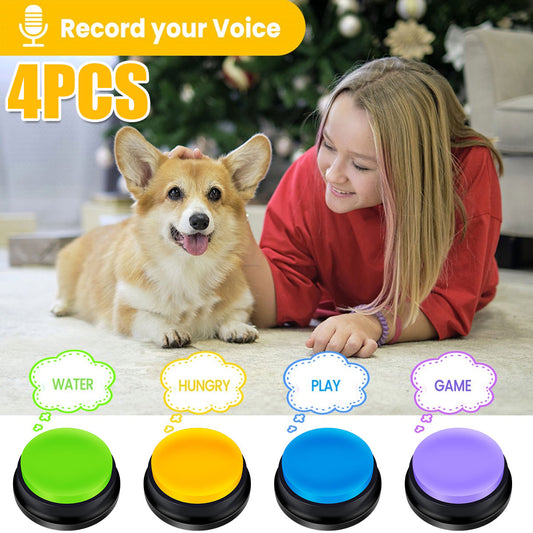 4Pcs Dog Button ABS Communication Buttons Cat Sound Button Recordable Talking Button Pet Speech Training Buzzers