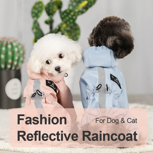 Fashion Raincoat for Dog Cat Reflective Waterproof Pet Clothes Designer Mesh Jacket for Puppy
