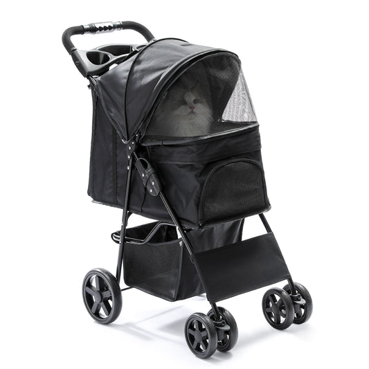 Pet Dog Cat Stroller Carrier Ultra Lightweight Travel Stroller Compact 360 Rotation Wheel Collapsible Puppy Buggy and Dog Prams