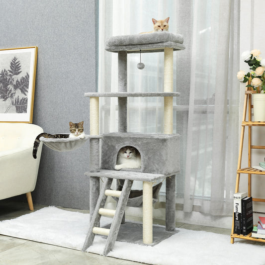 Cats Climbing Trestle Pet Scratcher Tree Candos Multi-Levels Jumping Furniture Ball Cat Playing Toys With Nest